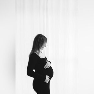 Pink Blush Black Fitted Maternity Midi Dress
